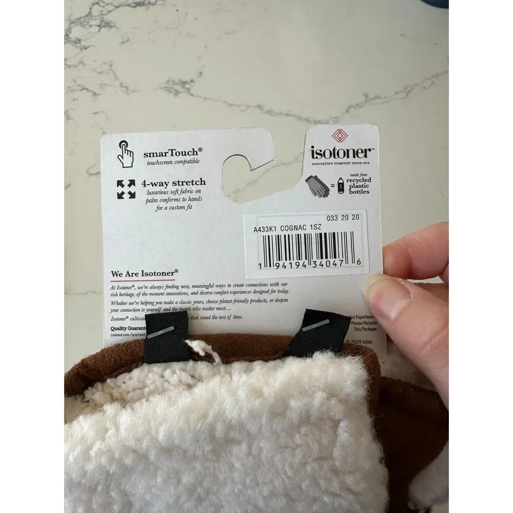NWT Isotoner Suede Sherpa Mittens Women's One Size